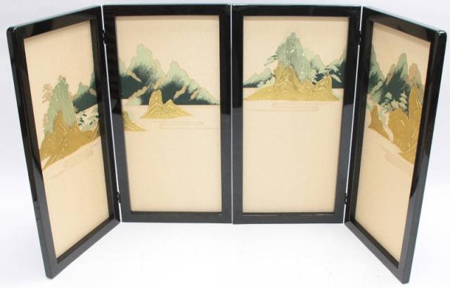 アウトレット品 五月人形屏風単品 25号倫光屏風 黒塗盛上