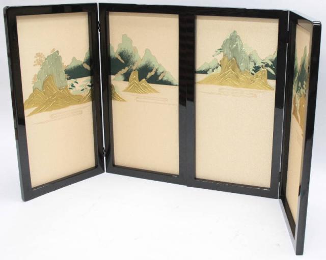 五月人形用　屏風　25号　貴峰 アウトレット品 五月人形屏風単品 25号倫光屏風 黒塗盛上