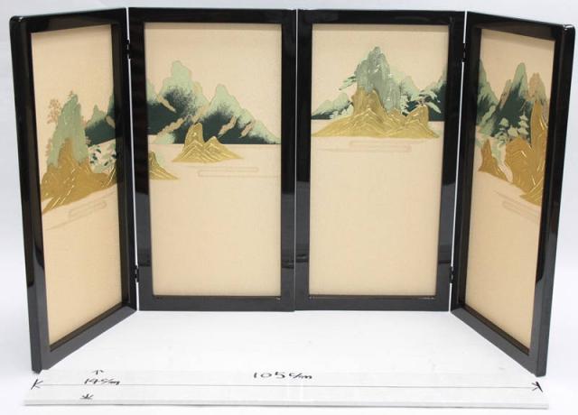 五月人形　屏風　25号4曲 五月人形 屏風単品 25号 茶塗桐枠屏風 金彩虎四曲屏風 - 雛人形・五月