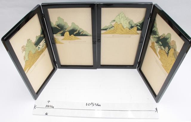アウトレット品 五月人形屏風単品 25号倫光屏風 黒塗盛上