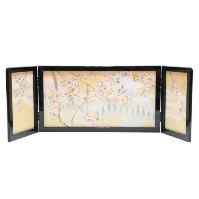 アウトレット品 雛人形屏風単品 三月三曲屏風 11号黒枠屏風大原の桜 21ya1858 飾り幅目安80〜85cm (K2021-43) インテリア 見切処分の通販は