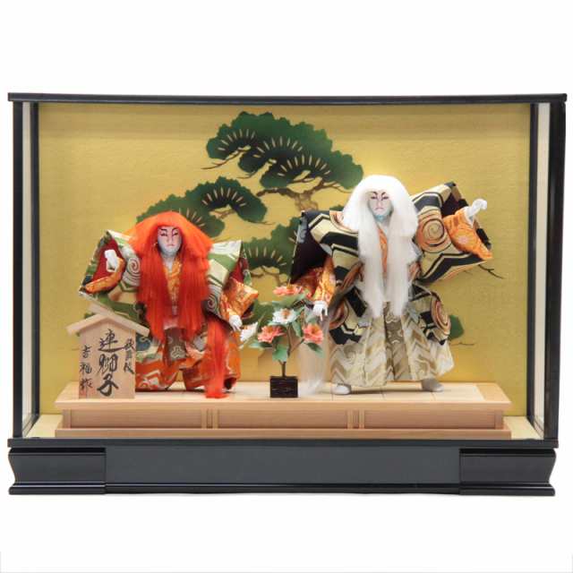 アウトレット品 歌舞伎人形 連獅子 吉福作 舞踊人形 日本人形 幅69.5cm