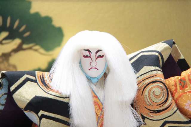 アウトレット品 歌舞伎人形 連獅子 吉福作 舞踊人形 日本人形 幅69.5cm