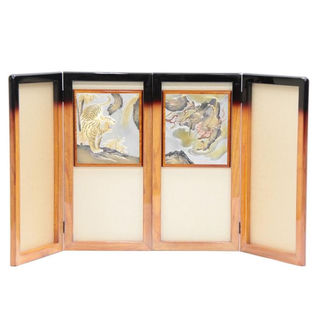 アウトレット品 五月人形五月屏風 屏風のみ 23号 雫柄 彫金龍虎