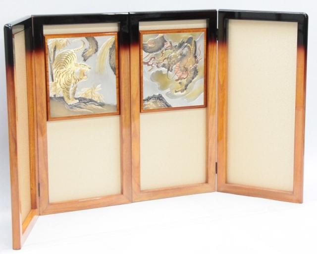 五月人形　金屏風　23号 アウトレット品 五月人形五月屏風 屏風のみ 23号 雫柄 彫金龍虎