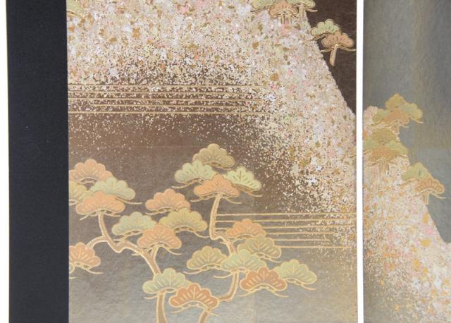 アウトレット品 雛人形平飾台 屏風・台セット 16号 黒色エンボス平台