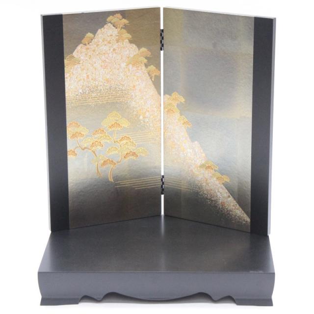 アウトレット品 雛人形平飾台 屏風・台セット 16号 黒色エンボス平台