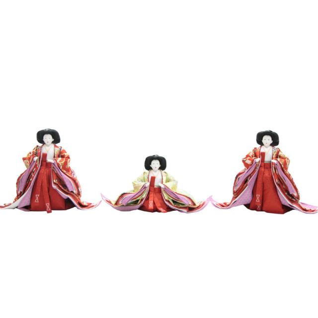 アウトレット品 雛人形三人官女単体 人形のみ 七番×七寸官女 飾り幅120〜135cm 宝尽くし/赤/黄緑 No.2 官女幅38cm (22a-ya-1625) インテリア ディスプレイ 見切処分品 41,400円
