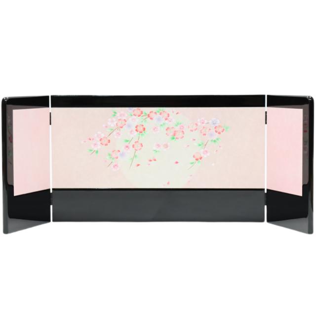 アウトレット品 雛人形三月屏風 屏風のみ 10号 黒塗万葉屏風 丸抜きピンクに枝垂桜 飾り幅70〜75cm (22a-ya-2061) インテリア ディスプレイ 見切処分品の通販は 5,712円