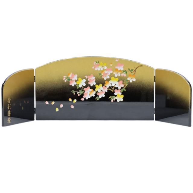 アウトレット品 雛人形三月屏風 屏風のみ 9号 ピアノ塗屏風 金彩桜 まどか 飾り幅70〜75cm (22a-ya-2063) インテリア ディスプレイ 見切処分品の通販は