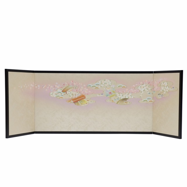 アウトレット品 雛人形三月屏風 屏風のみ 15号 彩雲桜 (黒) 飾り幅105〜120cm (22a-ya-2186) インテリア ディスプレイ 見切処分品