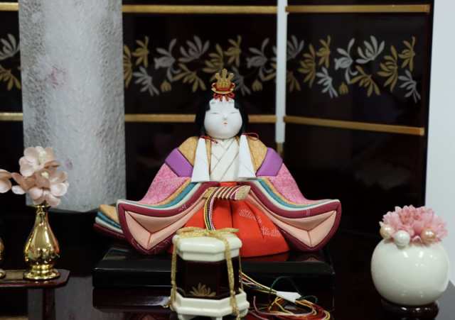 雛人形 行灯飾 木目込み 親王収納飾り 賢一 以和喜 小宮小紋 NO.7 hn252 1hs1096 幅50cm カリノ引出収納台 2人  (223to1139) ひな人形 雛