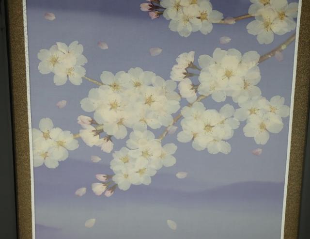 アウトレット品 屏風 屏風のみ 20号 二曲一双屏風 富士に桜 黒塗