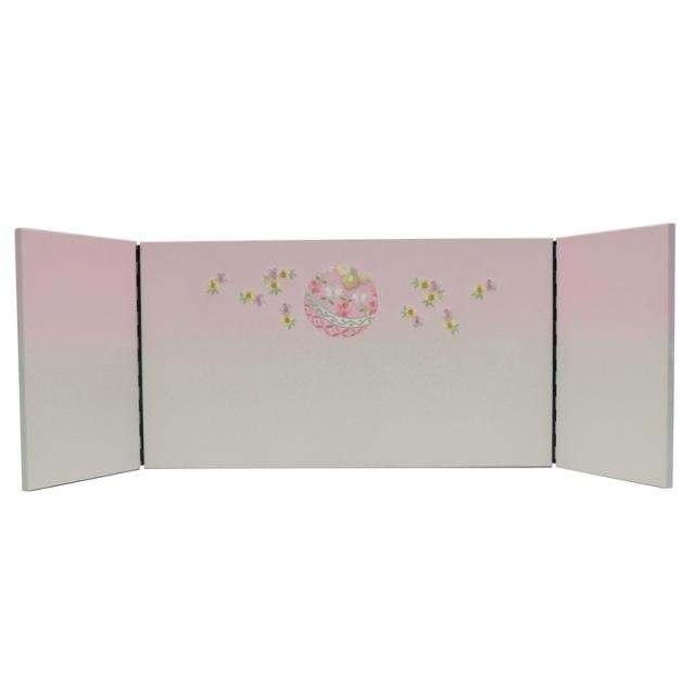 アウトレット品 屏風 屏風のみ 15号 三曲屏風 手まり桜刺繍 幅90〜95cm (23a-ya-0307) インテリア ディスプレイ 見切処分品