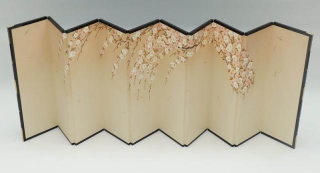 アウトレット品 屏風 屏風のみ 18号 十曲屏風 本仕立 しだれ桜胡粉仕上げ 23a-ya-0353 アウトレット品 インテリア 屏風単品 30・75 金箔花丸 曙塗 二曲屏風