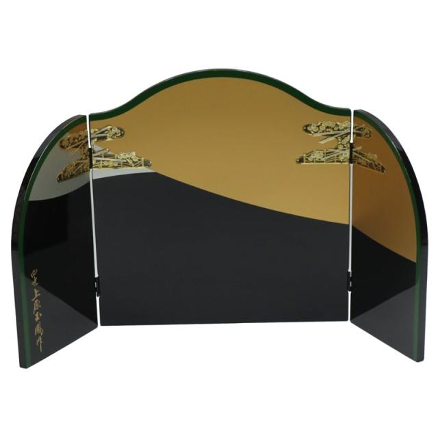 アウトレット品 屏風 屏風のみ 13号 三曲屏風 曲型 金黒 幅60〜65cm (23a-ya-0375) インテリア ディスプレイ 見切処分品の通販は