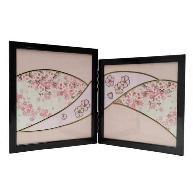 アウトレット品 屏風 屏風のみ 13号 二曲桜屏風 黒塗 幅70〜75cm (23a-ya-0383) インテリア ディスプレイ 見切処分品