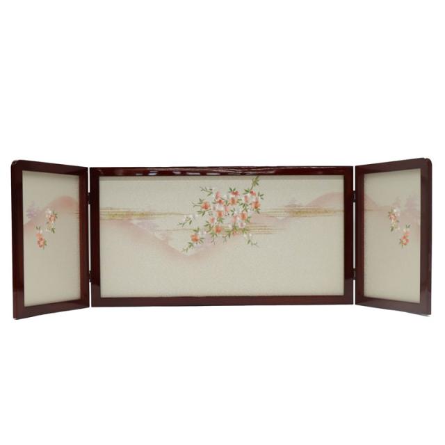 アウトレット品 屏風 屏風のみ 15号 三曲屏風 茜色・平安桜 幅115〜120cm (23a-ya-0421) インテリア ディスプレイ 見切処分品