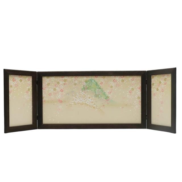 アウトレット品 屏風 屏風のみ 15号 三曲屏風 330515-15 喜桜 焼桐 幅115〜120cm (23a-ya-0434) インテリア ディスプレイ 見切処分品の通販は
