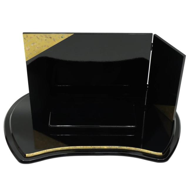 アウトレット品 屏風台 台屏風セット TJ3-3 63-27 金箔ライン 二曲変形屏風付 幅63cm (23a-ya-0601) インテリア ディスプレイ 見切処分品