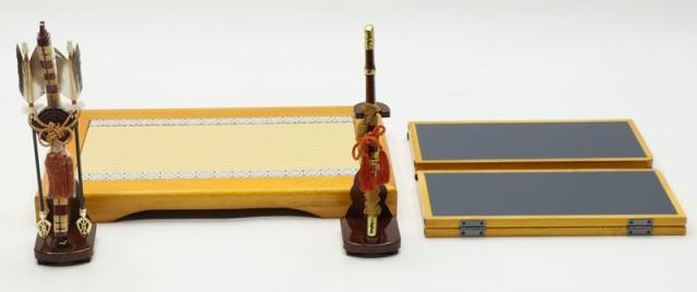 アウトレット品 五月人形 屏風台 台屏風セット 金箔屏風、弓太刀付 畳