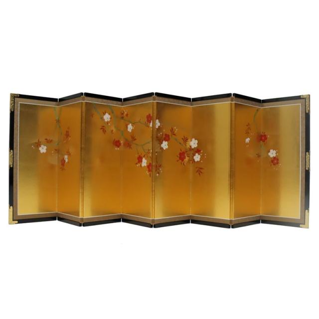 アウトレット品 屏風 屏風のみ 18号 八曲屏風 桜柄 金箔箔押 幅120〜135cm (23a-ya-0820) インテリア ディスプレイ 見切処分品