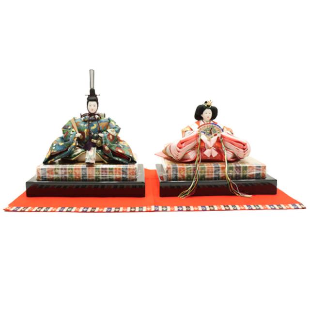 アウトレット品 雛人形 親王単品 人形のみ 三五親王 グリーン 赤毛せん・親王台付き (24a-ya-0028) インテリア ディスプレイ 見切処分品の通販は 16,416円