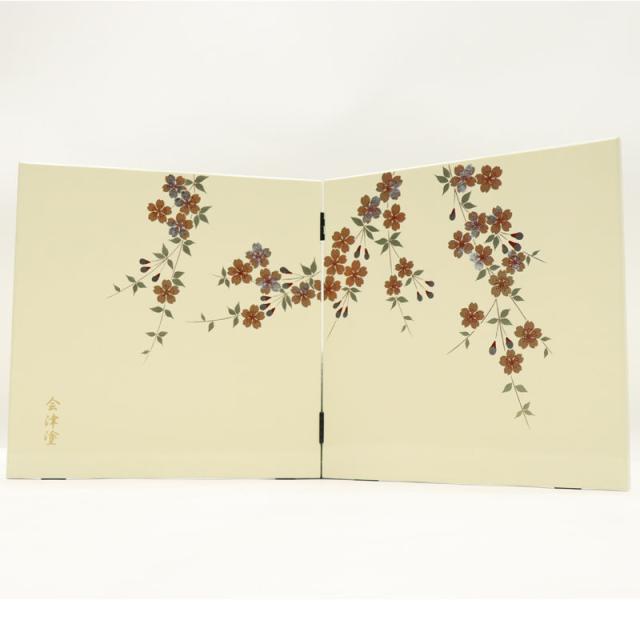 アウトレット品 屏風 単品 24cm 三輪桜 二曲屏風 アイボリー 24a-ya-0234 アウトレット品 屏風 単品 24cm 三輪桜 二曲屏風 アイボリー 飾り幅