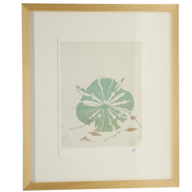 アウトレット品 額絵 紙絵 高村智恵子 葉 幅45.5cm (24a-ya-0281