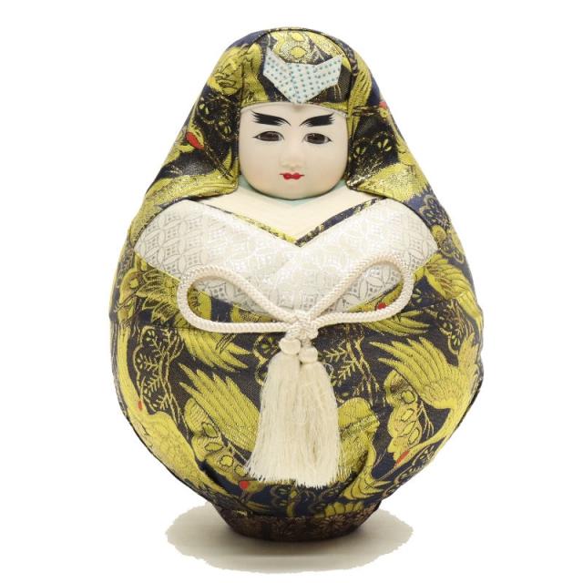 アウトレット品 民芸品 姫だるま 殿のみ 3号 金襴（紺） 松に鶴柄 縁起物 高さ31cm (24a-ya-0591) インテリア ディスプレイ 見切処分品の通販は 5,400円