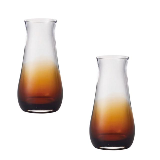 花瓶 フラワーベース Glass Flower+ mazzo マッツォ clear amber （2個入り） [777-730-020] [p10] ガラス （代引き不可） インテリア ディスプレイの通販は