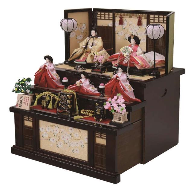 雛人形 恵翠 五人 収納三段飾り 洸麗雛 引出し式収納箱 幅75cm （4K16AA623） 5人 ひな人形の通販は