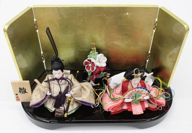 雛人形 親王平飾り 楕円 NO.1 幅37cm 金屏風 2人 (24hina-ya-to0040) ひな人形 雛祭の通販は