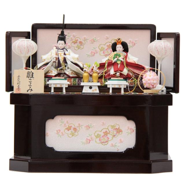 雛人形 親王収納飾り 雛ごよみ 白金 上芥子 白梅刺繍 hn389 hs46 幅55cm 葵ワイン 2人 (24hina-ya-to0048) ひな人形 雛祭の通販は 99,800円