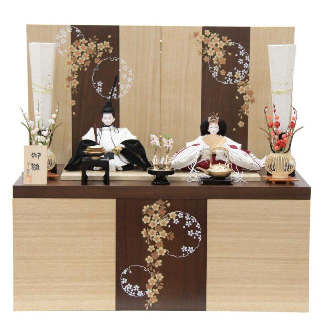 雛人形 親王収納飾り 望月麗光 熊倉謹製頭 京十番 ホワイト＆ブラック、ホワイト&ローズ hn198 hs56 幅65cm 玄武収納 2人 (24hina-ya-to0065) ひな人形 雛祭の通販は