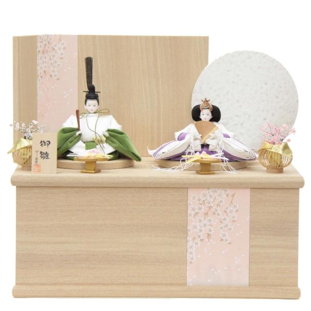 雛人形 親王収納飾り 望月麗光 熊倉謹製頭 京十番 ホワイト＆グリーン、ホワイト＆パープル hn291 hs137 幅60cm 結月 みなみ収納 2人 (24hina-ya-to0146) ひな人形 雛祭の通販は