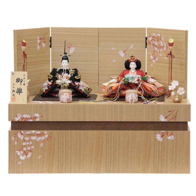 雛人形 親王収納飾り 小出松寿 京刺繍 京十二番 四君子 hn193 hs243 幅57cm 安土収納 2人 (24hina-ya-to0253) ひな人形 雛祭の通販は