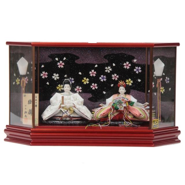 雛人形 親王ケース入り 小出松寿 京極 京十二番 手刺繍 hn391 hs378 幅57cm 六角メタリックレッドケース 2人 (24hina-ya-to0395) ひな人形 雛祭の通販は