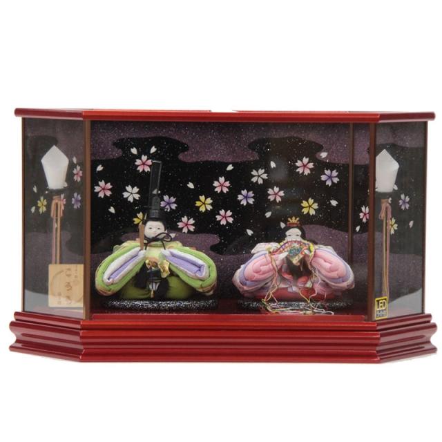 雛人形 親王ケース入り 手まり雛 ころろ いちご hn140 hs378 幅57cm 六角メタリックレッドケース 2人 (24hina-ya-to0402) ひな人形 雛祭の通販は