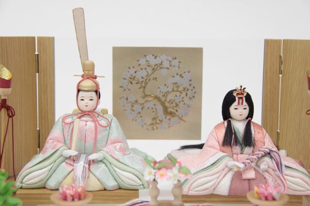 雛人形 木目込み 親王平飾り 一秀 さくらさくら c-132 hn360 hs539 幅