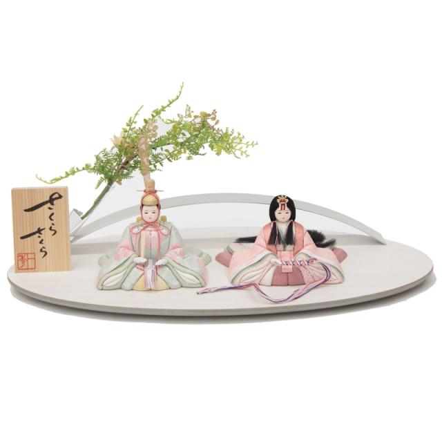 雛人形 木目込み 親王平飾り 一秀 さくらさくら  c-132 hn360 hs697 幅55cm モニュメントTAWAMI 花 大 MIROKU白 2人 (24hina-ya-to0709) ひな人形 雛祭の通販は