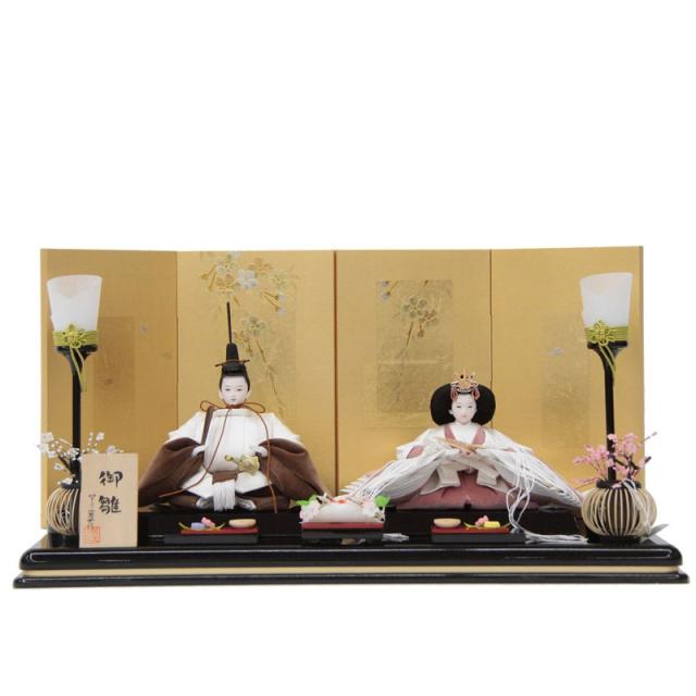雛人形 親王平飾り 望月麗光 熊倉謹製頭 京十番 ホワイト＆モカ、ホワイト&ラテピンク hn197 hs841 幅60cm 裏箔金桜屏風 2人 (24hina-ya-to0860) ひな人形 雛祭の通販は 100,500円