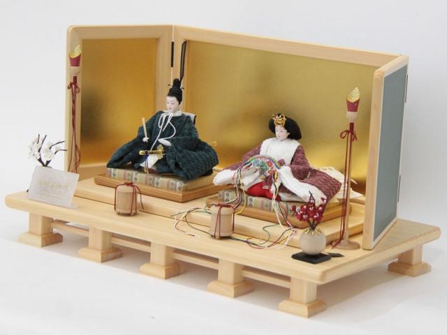 雛人形 親王平飾り 田村芙紗彦 京十二番 SenSen 緑×エンジ hn405 hs1015 幅63cm 桧金屏風 2人 (24hina-ya-to1018) ひな人形 雛祭の通販は