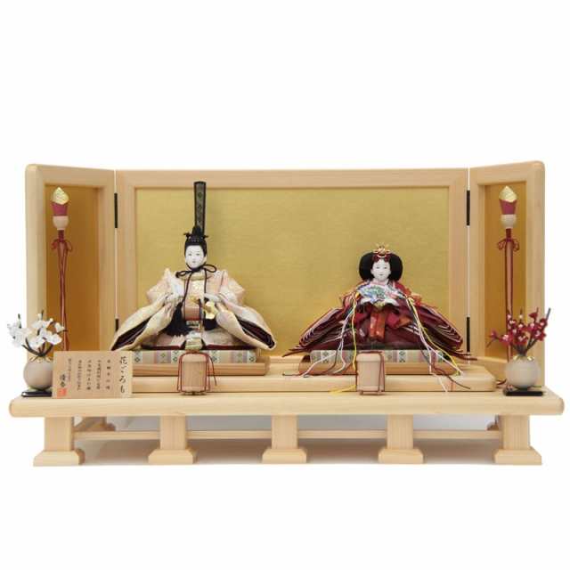 雛人形 親王平飾り 優香 花ごろも 京十二番 3706-02-085A hn285 hs1015 幅63cm 桧金屏風 2人 (24hina-ya-to1040) ひな人形 雛祭の通販は