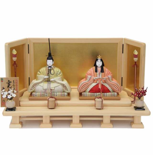 雛人形 木目込み 親王平飾り 真多呂 古今人形 寛永雛 伝統的工芸品 hn250 hs1015 幅63cm 桧金屏風 2人 (24hina-ya-to1041) ひな人形 雛祭の通販は