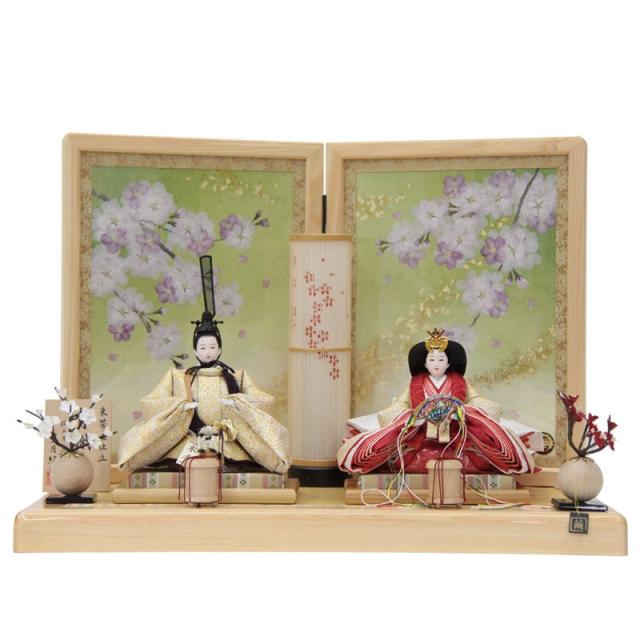 雛人形 親王平飾り 三世 望月紀彦 有職雛 京十一番 特上金襴 hn344 hs1094 幅60cm 押し花屏風 春待つ息吹 2人 (24hina-ya-to1094) ひな人形 雛祭の通販は