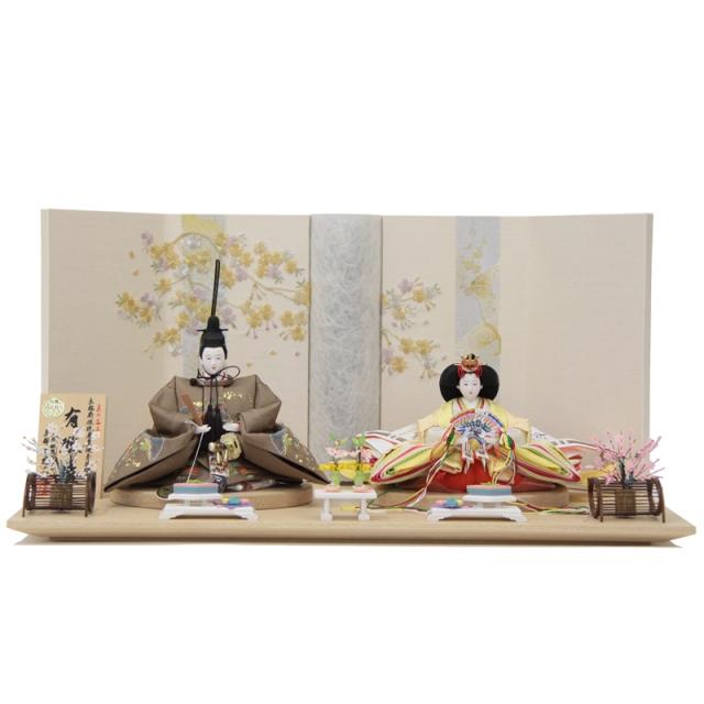 雛人形 親王平飾り 大橋弌峰 京雛 十番 鳳凰 茶  hn302 hs1119 幅65cm 日和 (24hina-ya-to1135) ひな人形 雛祭の通販は 154,500円