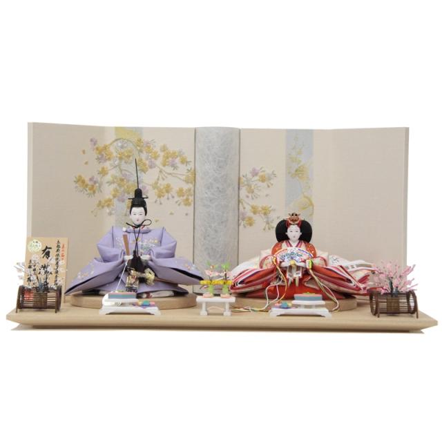 雛人形 親王平飾り 大橋弌峰 京雛 十番 松竹梅 薄紫 hn301 hs1119 幅65cm 日和 (24hina-ya-to1136) ひな人形 雛祭の通販は