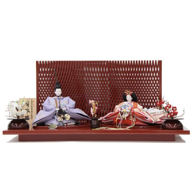 雛人形 親王平飾り 大橋弌峰 京雛 十番 松竹梅 薄紫 hn301 hs1205 幅70cm H-86 (24hina-ya-to1222) ひな人形 雛祭の通販は