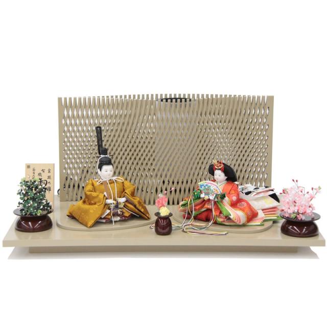 雛人形 親王平飾り 小出松寿 おぼこ雛 四寸 黄櫨染 hn191 hs1252 幅70cm H-71 (24hina-ya-to1280) ひな人形 雛祭の通販は